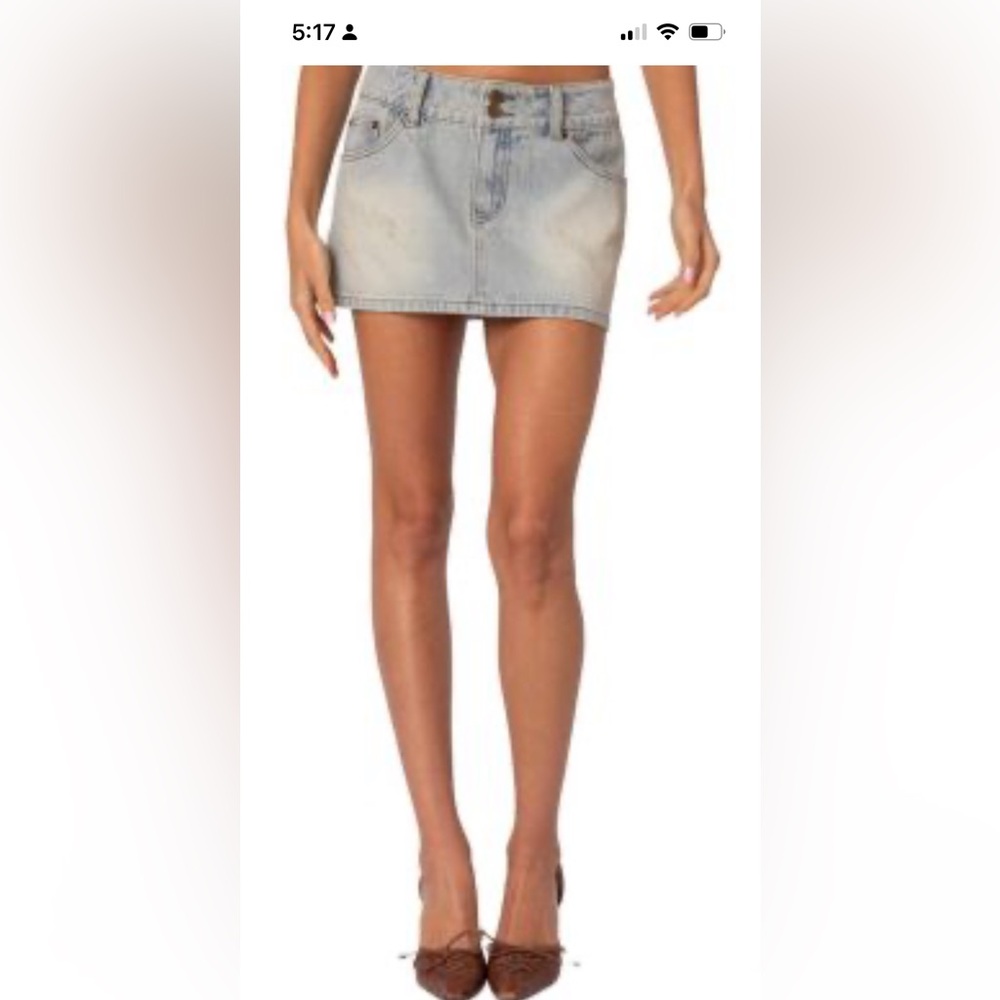 Edikted Blue Mini Denim Rumble Skirt